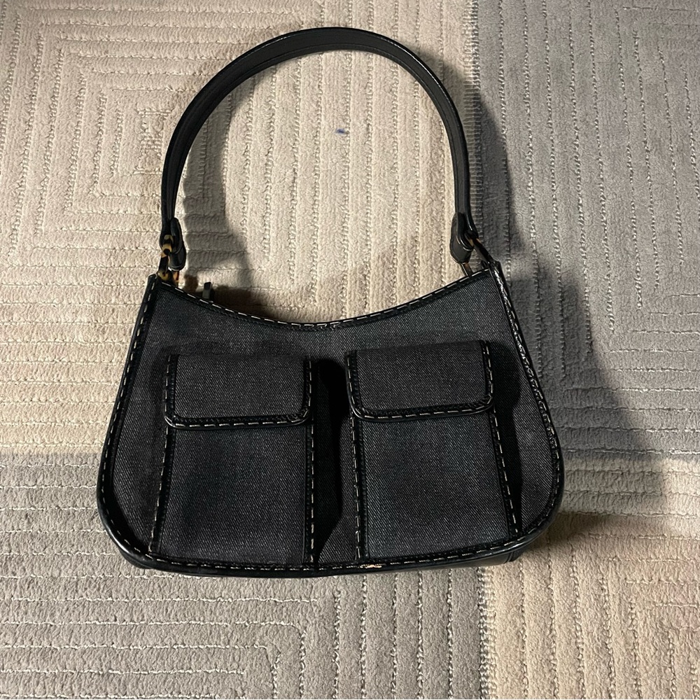 Cole Haan Y2K Black Denim Curved Shoulder
Baguette Bag